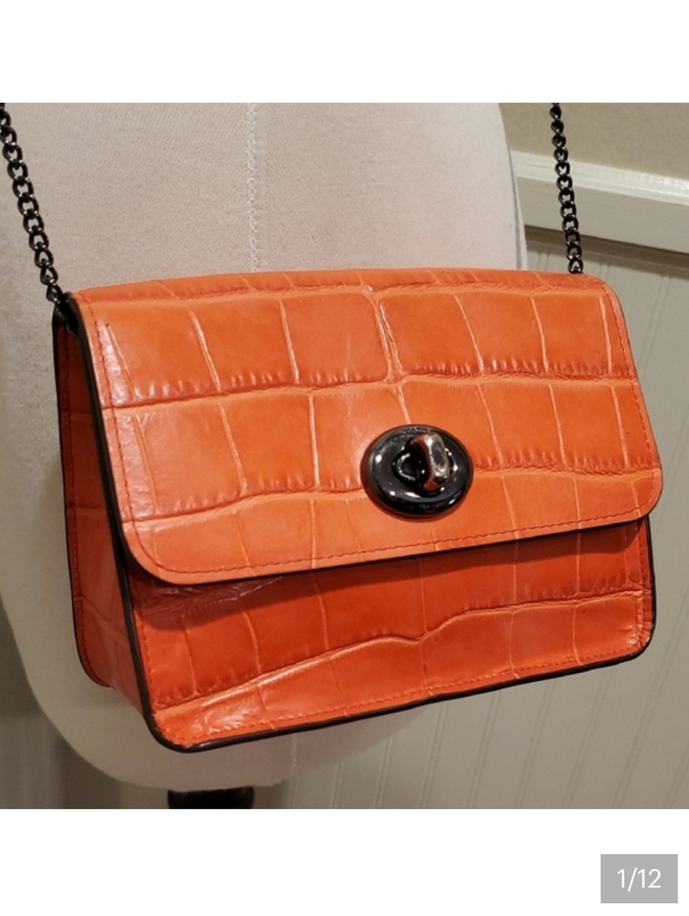 Like NEW Coach Bowery Croc Embossed Crossbody